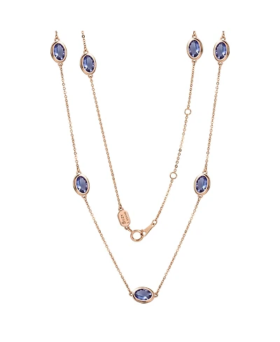 Suzy Levian New York 14K Gold 1 Cttw Oval Cut Tanzanite Station Necklace