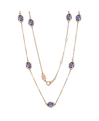 Suzy Levian New York 14K Gold 1 Cttw Oval Cut Tanzanite Station Necklace