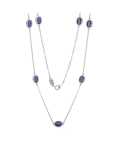 Suzy Levian New York 14K Gold 1 Cttw Oval Cut Tanzanite Station Necklace