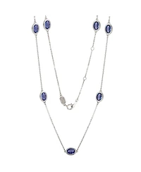 Suzy Levian New York 14K Gold 1 Cttw Oval Cut Tanzanite Station Necklace
