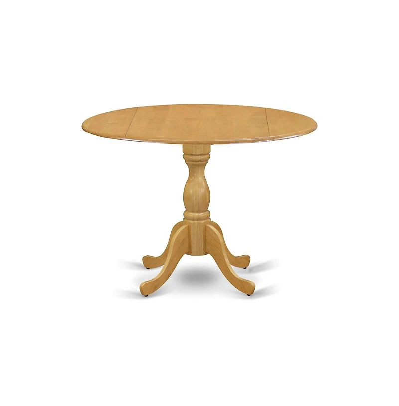 East West Furniture 3 Piece Dining Table Set - Oak Small Dining Table and 2 Light Tan Linen Fabric Modern Dining Chairs with High Back - Oak Finish