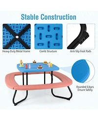 Kids Picnic Table Outdoor Activity with Adjustable & Collapsible Umbrella