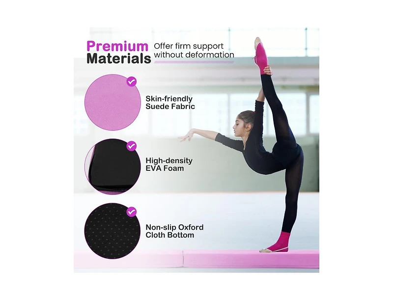 Akiudex 7FT Foldable Gymnastics Balance Beam with Suede Cover and Eva Foam