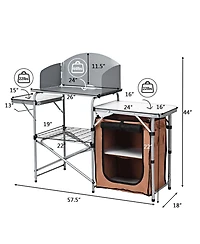 Akiudex Folding Camping Table with Storage and Windscreen