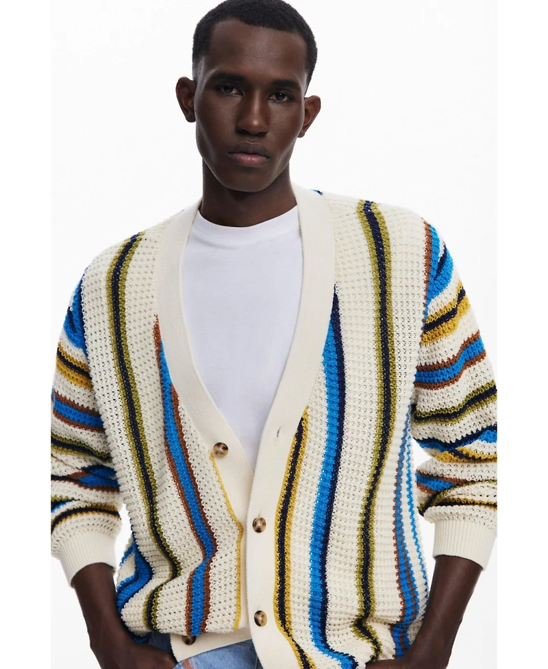 Desigual Men's Striped knit cardigan