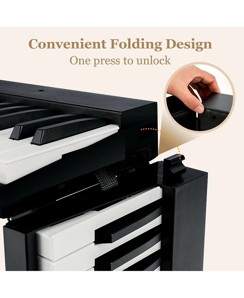88-Key Foldable Digital Piano with Midi and Wireless Bluetooth