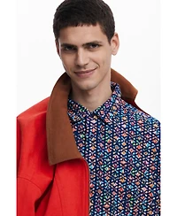 Desigual Men's Short-sleeve shirt with ethnic embroidery