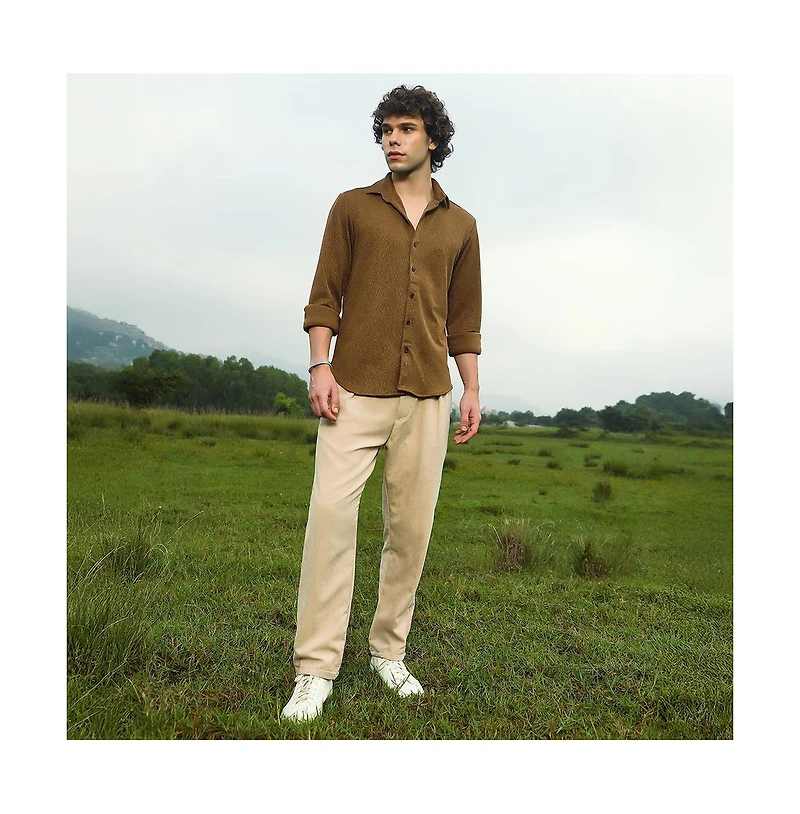 Campus Sutra Men's Crimp-Tactile Shirt