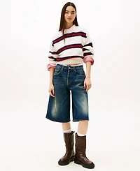 Tommy Jeans Women's Badge Stripe Fluffy Long Sleeve Sweater