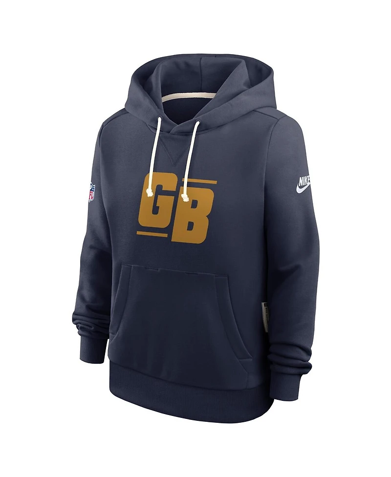 Nike Women's Navy Green Bay Packers The 1923 Classic Sideline Dri-fit Pullover Hoodie