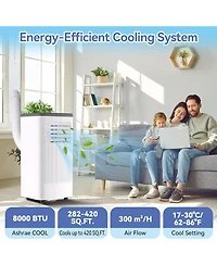 gaomon 8,000 Btu Portable Air Conditioner - Flarhetoric 3-in-1 Cooling/Fan/Dry Unit for 420 Sq. Ft, Low Noise for Home & Office, White & Gray