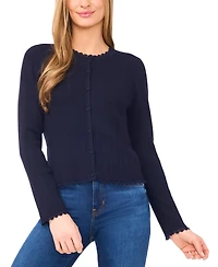 CeCe Women's Button Front Long Sleeve Cardigan Sweater