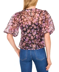 CeCe Women's Balloon Sleeve Crew Neck Top