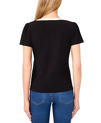 CeCe Women's Bow Front Short Sleeve Top
