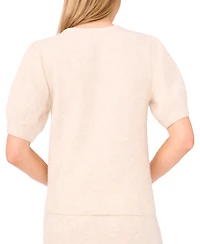 CeCe Women's Ribbon Applique Short Sleeve Pullover Sweater