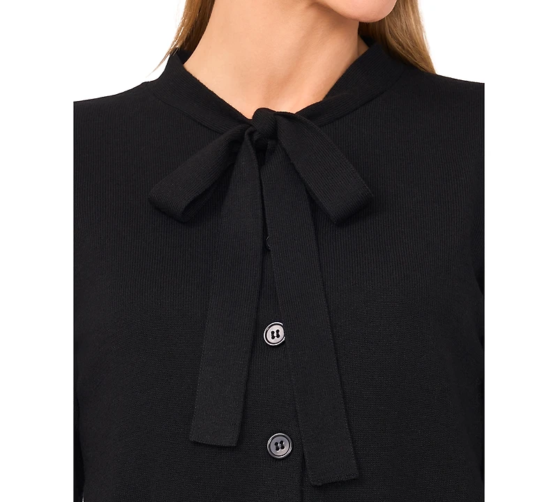 CeCe Women's Tie Neck Cardigan Sweater