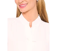 CeCe Women's Mutton Sleeve Bow Placket Top
