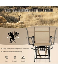 Akiudex Foldable Swivel Hunting Chair with Armrests and Ground Mode