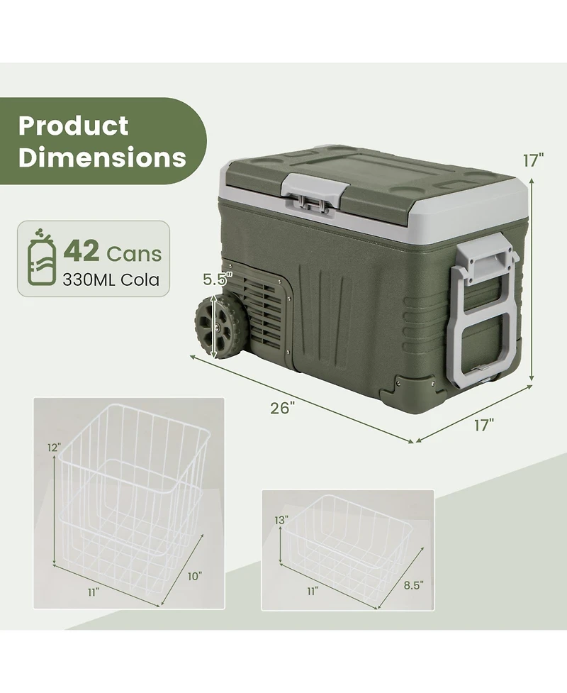 Akiudex Portable Car Refrigerator Freezer with Wheels and Dual Power 35L/50L