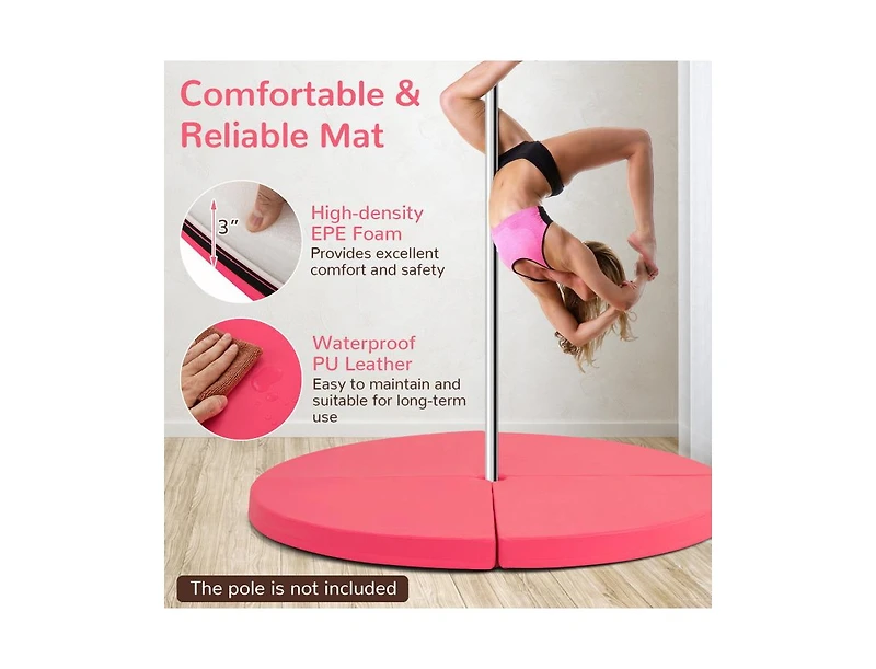 Akiudex 59inch Round Folding Pole Dance Mat with 3in Foam and Pu Leather Cover
