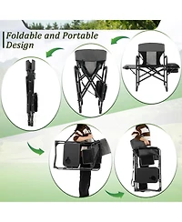 Akiudex Folding Camping Chair with Cooler Bag and Side Table