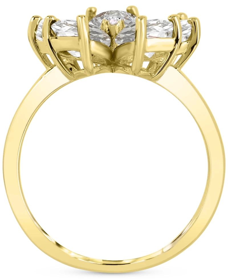Lab-created White Sapphire 3-5/8 ct. t.w. Flower Statement Ring with Diamond Accent 14K Gold-Plated Sterling Silver
