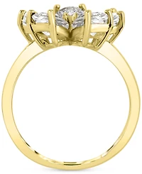 Lab-created White Sapphire 3-5/8 ct. t.w. Flower Statement Ring with Diamond Accent 14K Gold-Plated Sterling Silver