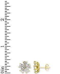 Lab-created White Sapphire 3-1/6 ct. t.w. and Diamond Accent Flower Stud Earrings in 14K Gold-Plated Sterling Silver