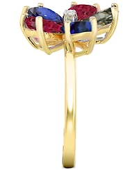 Lab-created White Sapphire 3-5/8 ct. t.w. Flower Statement Ring with Diamond Accent 14K Gold-Plated Sterling Silver