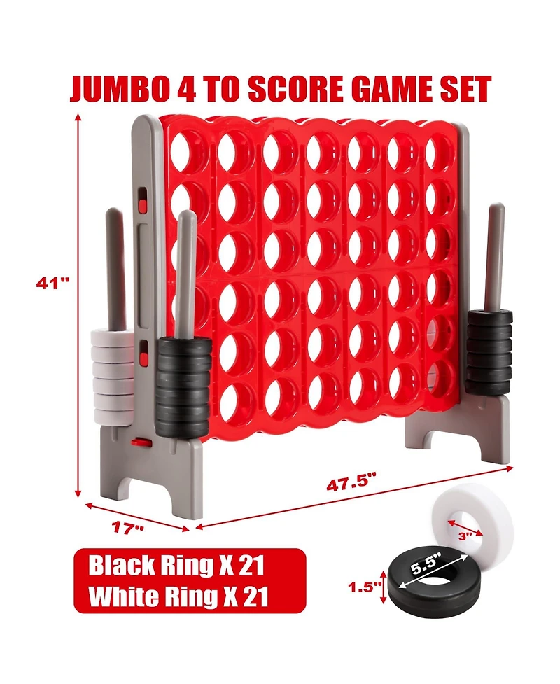 Akiudex 3.5 Feet Tall Jumbo 4-to-Score Giant Game Set with 42 Jumbo Rings