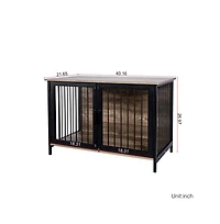 Aostirmotor Wooden Dog Crate Furniture Dog Kennel with 2 Doors for Large Medium Dog
