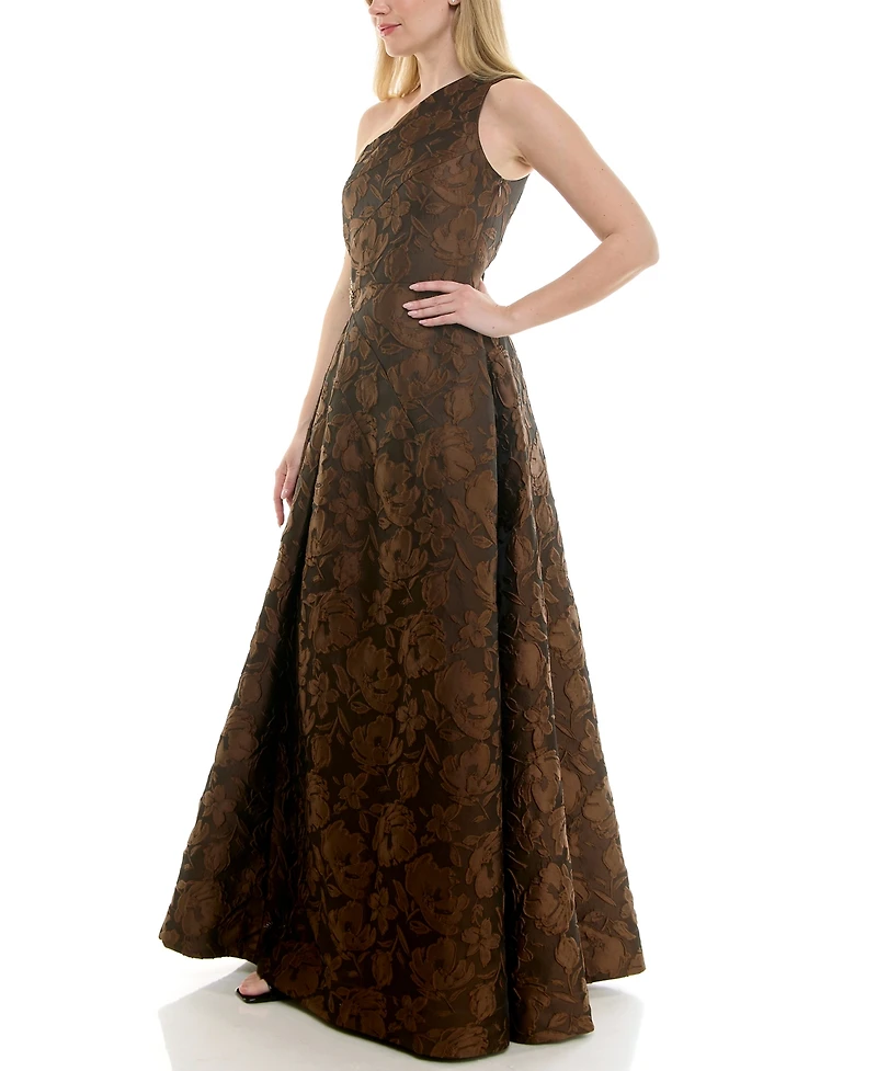 Taylor Women's Brocade One-Shoulder Sleeveless Dress