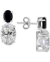 White Quartz 9-1/2 ct. t.w. and Black Onyx 8 x 6 mm Oval Drop Earrings in Sterling Silver