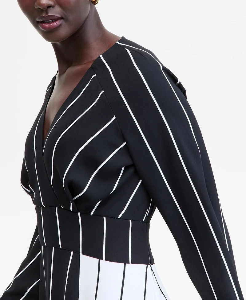 I.n.c. International Concepts Women's Multi-Stripe Surplice-Neck Midi Dress, Macy's Exclusive