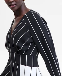 I.n.c. International Concepts Women's Multi-Stripe Surplice-Neck Midi Dress, Macy's Exclusive