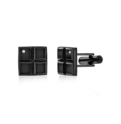 Metallo Stainless Steel, Square Single Cz Cuff Links