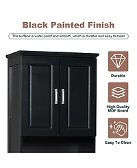 Casainc Tall Bathroom Cabinet with Four Doors, Large Storage Space & Open Shelves