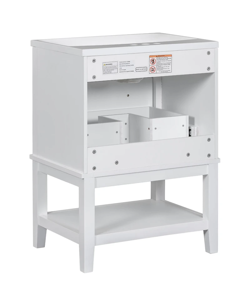 Casainc 24" Bathroom Vanity with Sink, Cabinet with Drawer and Open Shelf, Solid Wood Frame