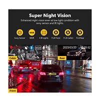 Z-edge 3-Channel Touch Screen Ir Night Vision and Super Capacitor 4K Dash Cam