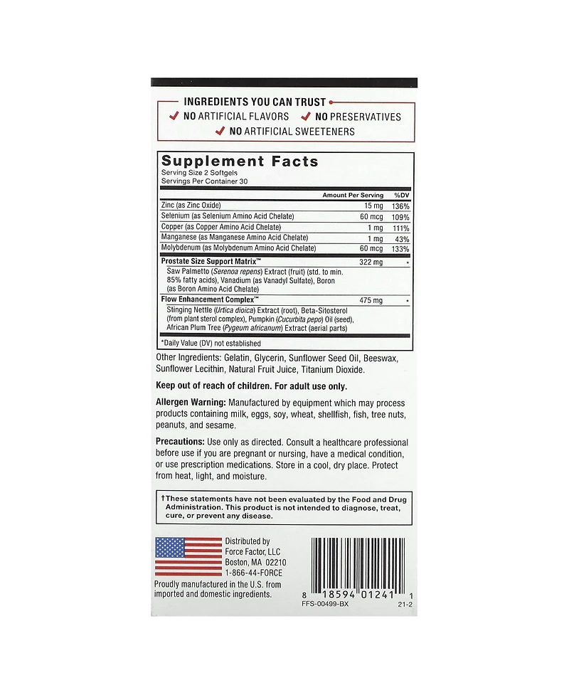 Force Factor Prostate Natural Prostate Health Solution