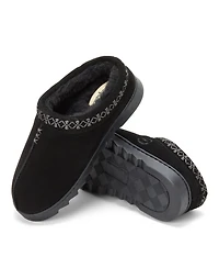 Dearfoams Women's Doreen Genuine Suede Clog Slipper With Embroidery