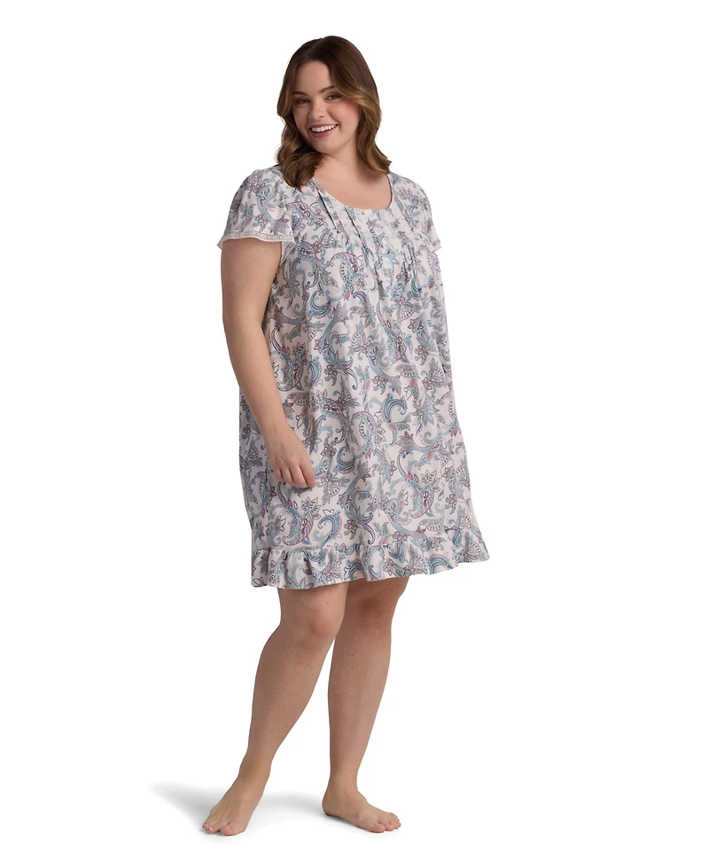 Miss Elaine Plus Short Sleeve Printed Night Dress