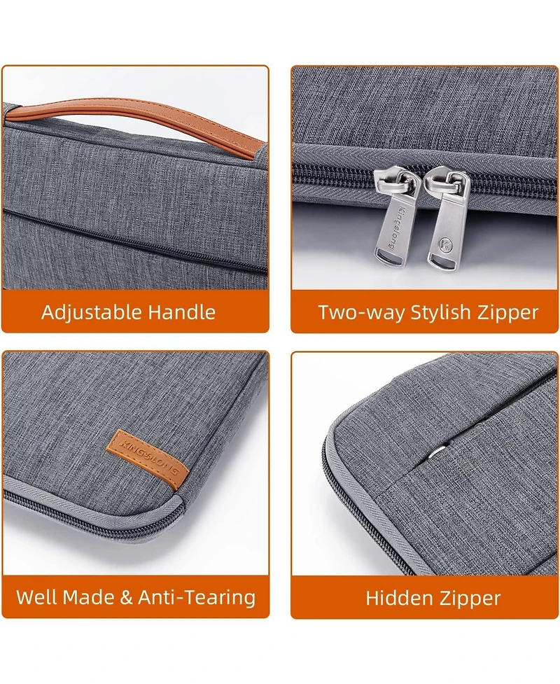 15.6 inch Laptop Sleeve Bag, Slim Lightweight Multiple Pockets Computer Cover Notebook Ultrabooks Carrying Case fit for Acer Asus Dell Lenovo Hp, Grey