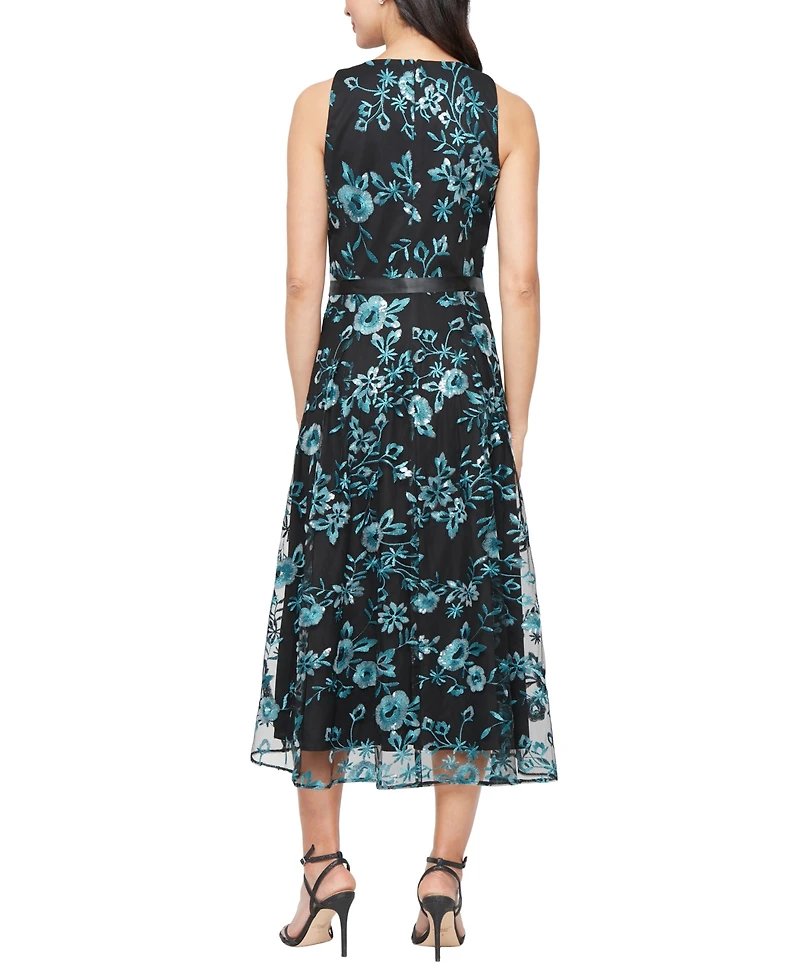 Alex Evenings Women's Embroidered Tulle Midi Dress