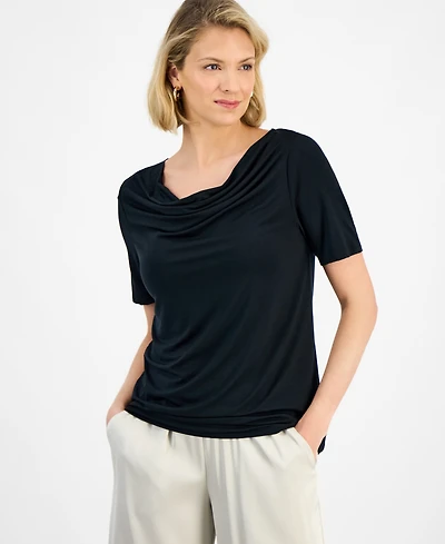 Jm Collection Women's Cowl-Neck Short-Sleeve Top, Macy's Exclusive