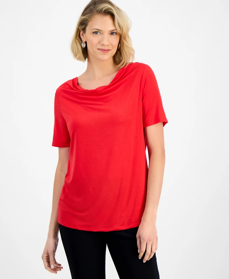 Jm Collection Women's Cowl-Neck Short-Sleeve Top, Macy's Exclusive