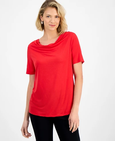 Jm Collection Women's Cowl-Neck Short-Sleeve Top, Macy's Exclusive
