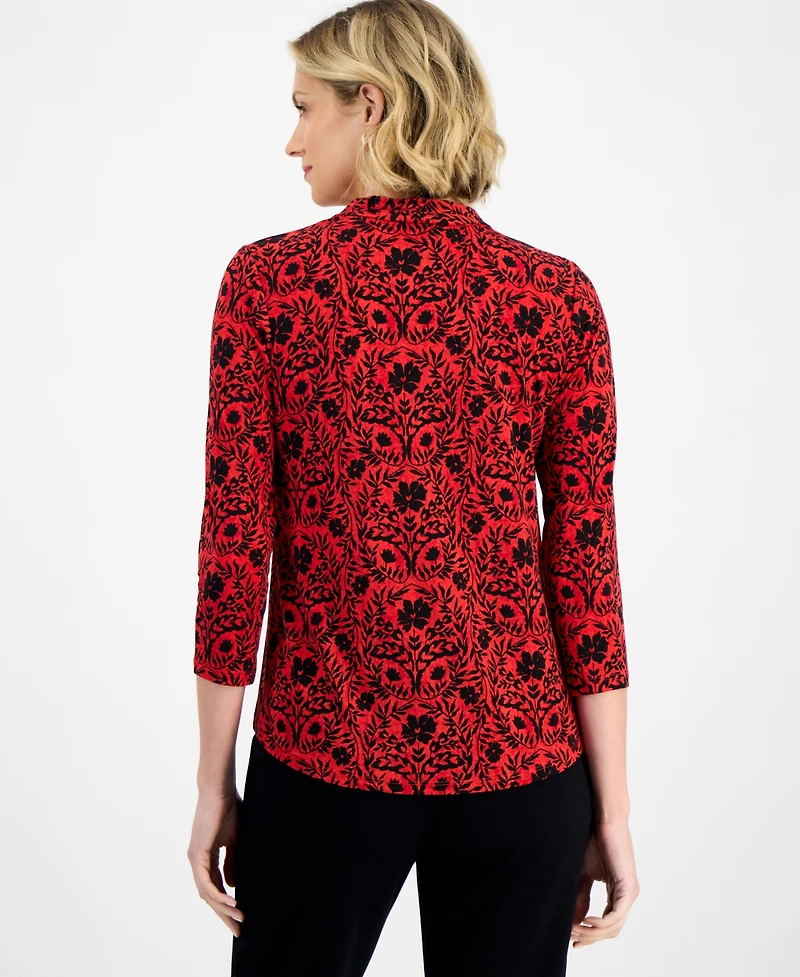 Jm Collection Women's Floral-Print Pleated Top, Macy's Exclusive