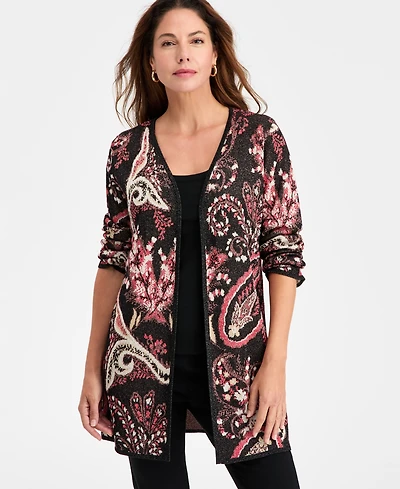 Jm Collection Women's Paisley Shine Jacquard Cardigan, Macy's Exclusive