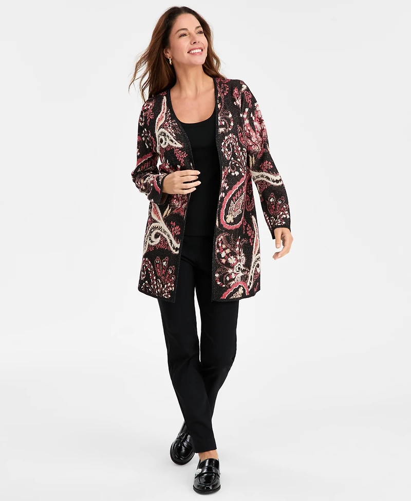 Jm Collection Women's Paisley Shine Jacquard Cardigan, Macy's Exclusive